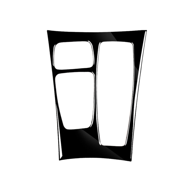 Black decorative sticker with two tall and two small rectangular cutouts for console area