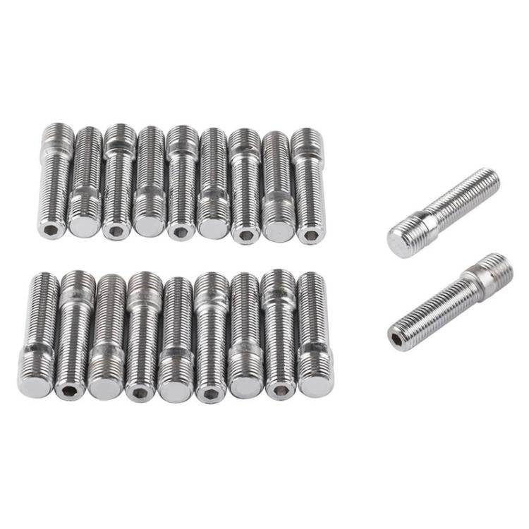 Chrome wheel stud extension adapter bolts set, with two loose bolts