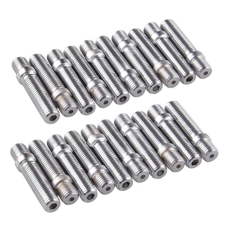 Chrome wheel stud extension adapter bolts set, multiple threaded studs