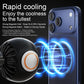 Magnetic car phone holder with black cooling fan and blue light ring