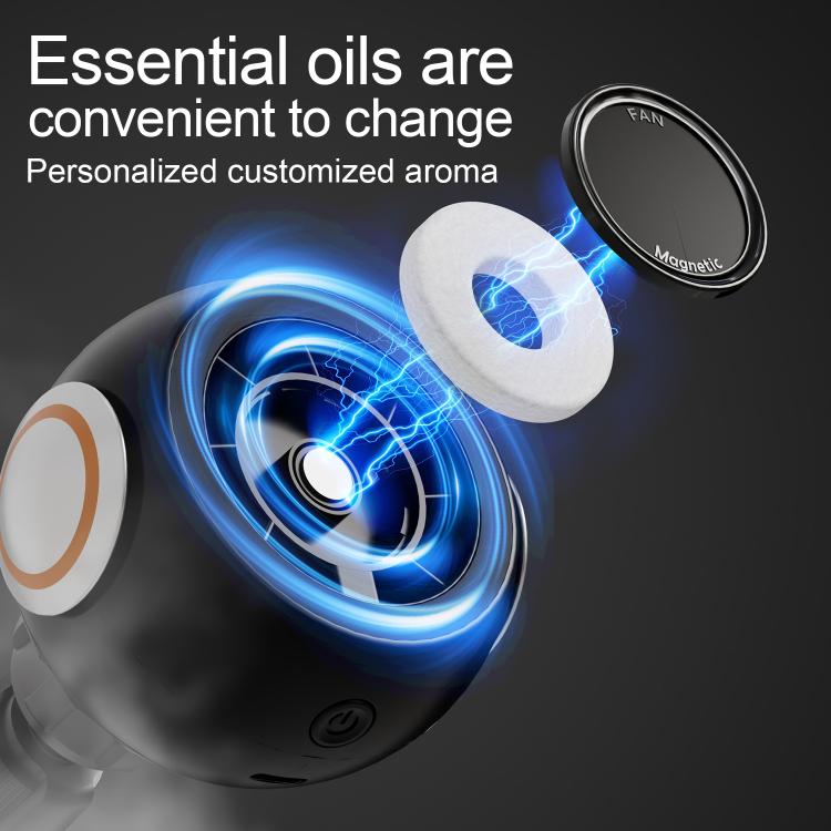 Car air outlet phone holder fan with blue light glow and white essential oil pad