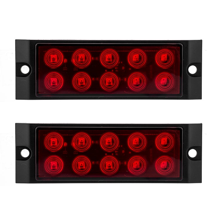 Red 10-LED side marker indicator light, rectangular black housing with 10 round LEDs