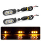 Pair of transparent mini motorcycle water turn signal lights with 3 LEDs and wiring harness