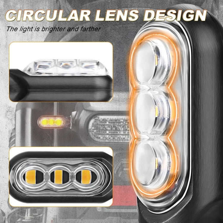 Mini motorcycle turn signal light with circular lens design and 3 amber LEDs