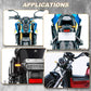 Motorcycle turn signal lights installed on multiple views, amber 3-LED glow