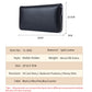 Black split-leather zipper card holder wallet with slim rectangular shape and front profile
