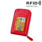 Genuine Cowhide Leather Solid Color Zipper Vertical Card Holder Wallet RFID Blocking Card Bag Protect Case with 12 Card Slots, Size: 11.5*7.5cm