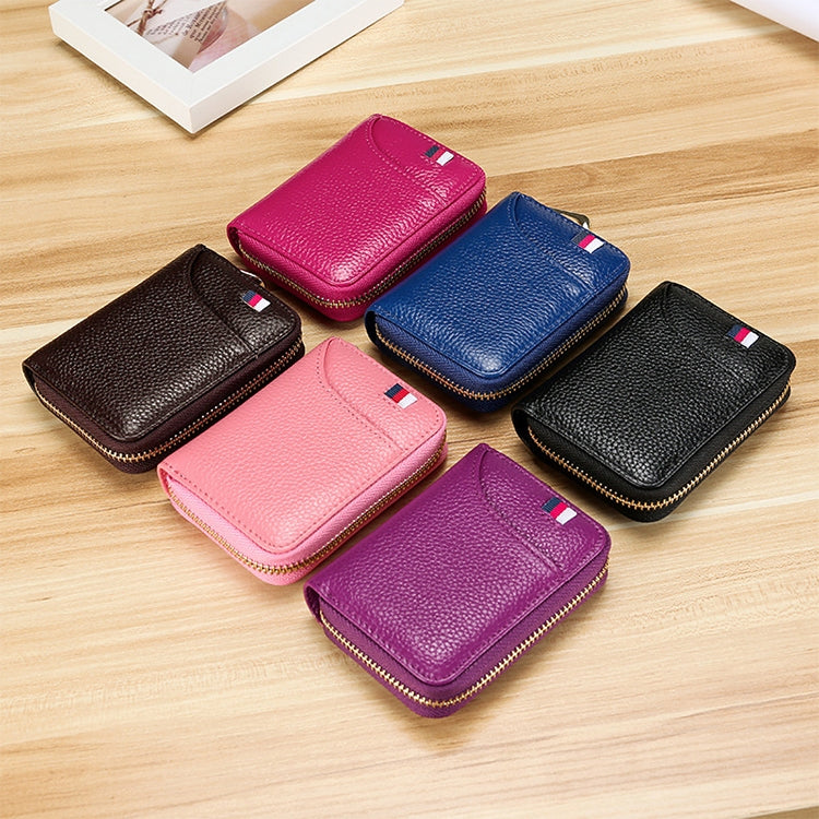 Ladies RFID card wallets set, multiple colors with zip and gold trim