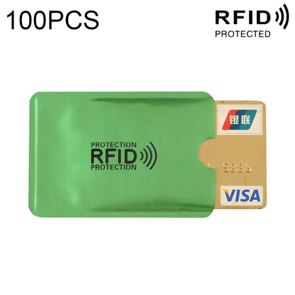 RFID blocking card holder sleeve, green, with RFID protection marking