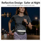 Black running waist bag with reflective yellow stripe for night visibility, dual zip