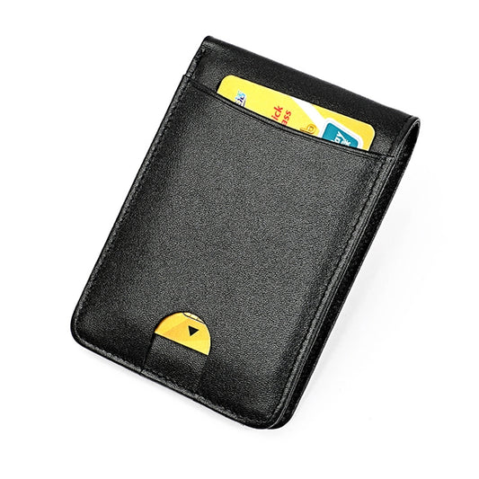 KB186 Antimagnetic RFID Mini Crazy Horse Texture Leather Billfold Card Wallet for Men and Women