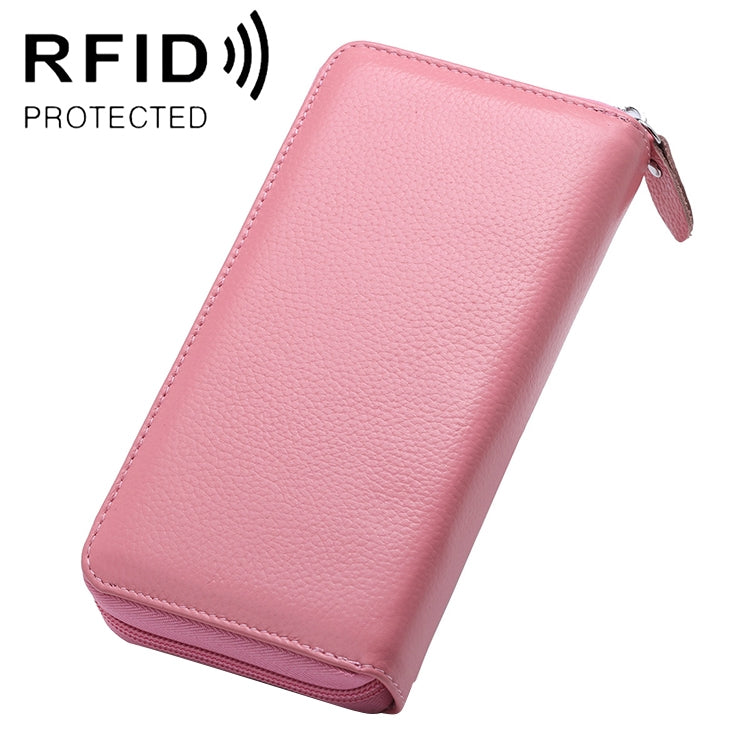Light pink textured faux leather zip wallet phone pouch