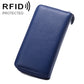 Blue textured faux leather zip wallet phone pouch