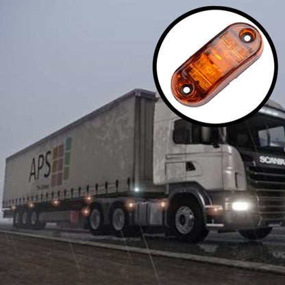 Amber LED side marker light for truck trailer, orange lens with two mounting holes