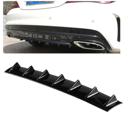 Black shark-fin style rear bumper lip diffuser with fin accents