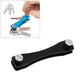 Black portable metal key storage clip with two round silver end caps