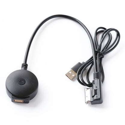 Black Bluetooth audio cable with USB plug and round control module for car