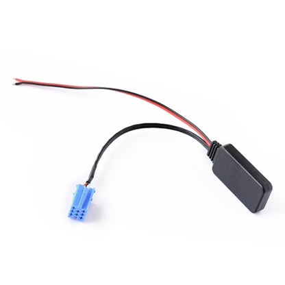 Car Bluetooth audio adapter cable with black inline connector and blue wiring plug