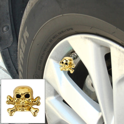 Gold skull tire valve cap cover with black eyes for valve stems