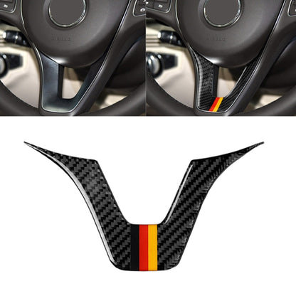 Carbon fiber steering wheel trim sticker with German flag stripes, V-shaped
