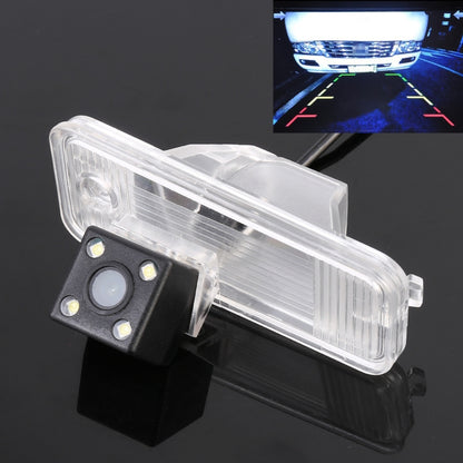 Car rear view backup camera with clear LED light housing and black mounting bracket