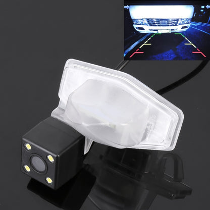 Car rear view backup camera with clear license-plate style housing and lens