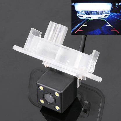 Car rear view backup camera module with clear mounting bracket and LED night lights