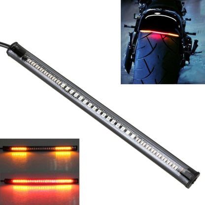 Dual-color LED motorcycle brake light bar with red and yellow strip, black housing
