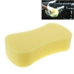 Yellow small-pore cleaning sponge with a curved block shape