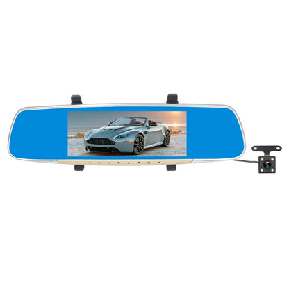 7-inch rearview mirror car recorder with blue touch screen and small rear camera