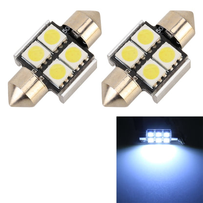 Car LED reading lamp bulb, 4-SMD 5050 LEDs, metal ends, close-up pair