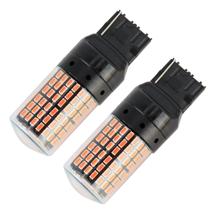 2-pack T20/7440 LED turn bulbs with orange-white SMD array, black plug base, clear lens