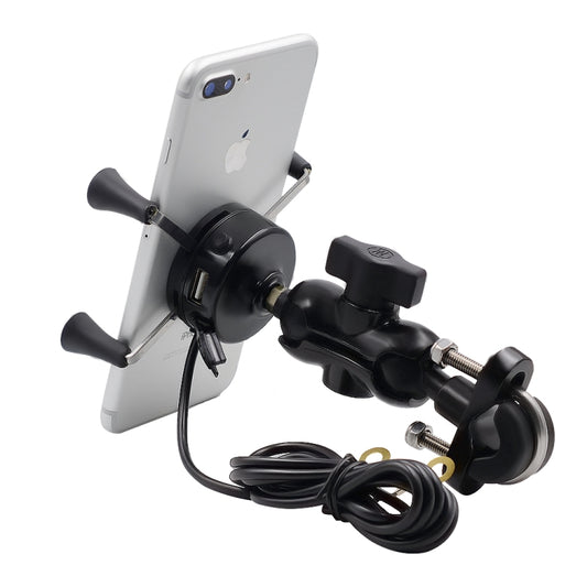Motorcycle X Shape Aluminum Alloy Phone Bracket 5V 2.1A Phone Charger, CS-416A3