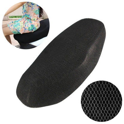 Motorcycle seat cushion, black honeycomb mesh fabric, with small-hole texture detail