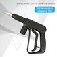 Black steam water gun with front metal connector and ergonomic trigger grip