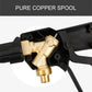 Black spray gun nozzle with brass internal valve and threaded outlet