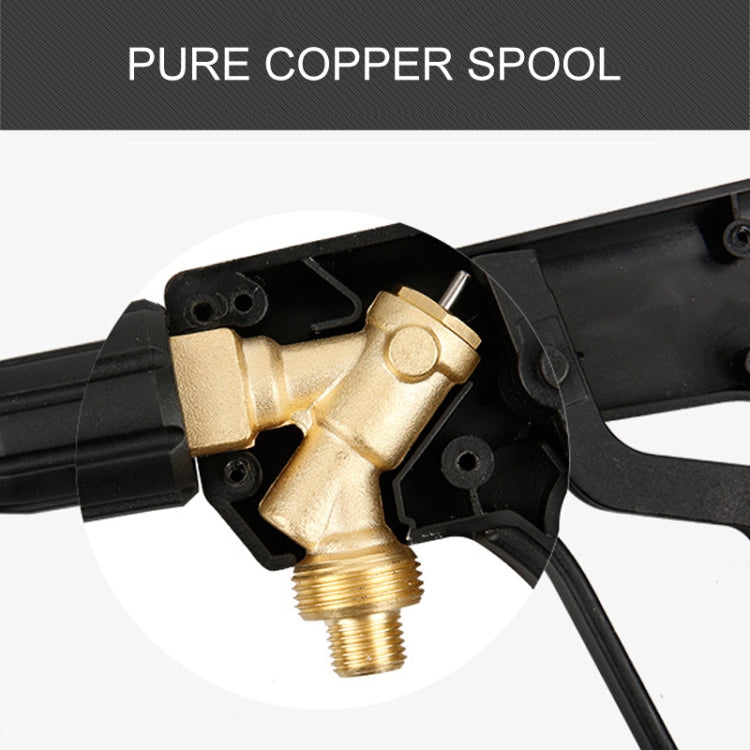 Black spray gun nozzle with brass internal valve and threaded outlet