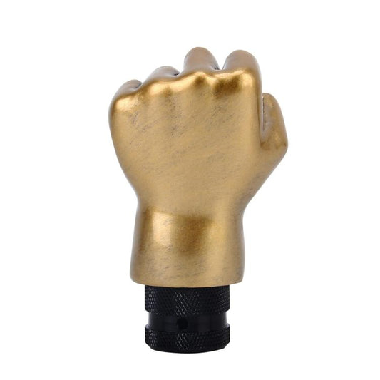 Universal Fist Shape Aluminum Manual or Automatic Gear Shift Knob Compatible with Three Rubber Covers Fit for All Car, Gold, Silver