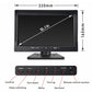 10-inch AHD monitor with camera control buttons and size diagram
