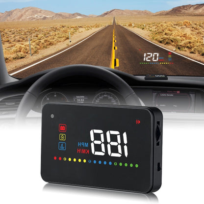 Vehicle head-up display unit showing 88 on a dark screen