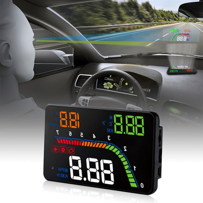 4-inch vehicle HUD display unit with green and blue speed and RPM readouts