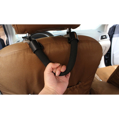 Car back seat grab strap with black loop handles, adjustable clips