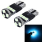 Pair of T10 LED clearance bulbs emitting blue light, 9 SMD chips on black bases