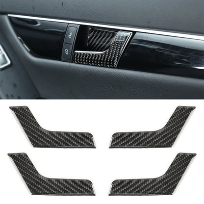 Carbon fiber door inner handle panel sticker set, installed on car door