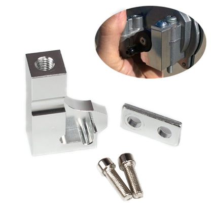 Intake manifold repair bracket holder with mounting screws, metallic silver and black