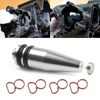 Swirl flap blank removal plug set in intake housing with gaskets