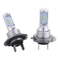 Pair of H7 LED bulbs showing rectangular LED module and ribbed silver body