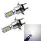 Two H7 LED bulbs with white light output and dual side prongs
