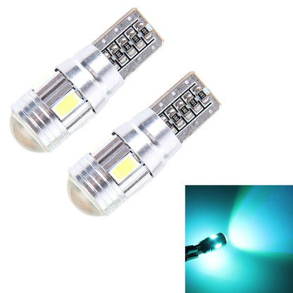 Pair of T10 LED car clearance bulbs, silver housing, icy blue light, 6 SMD 5630