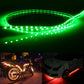 Flexible waterproof car LED strip light emitting green light in a curved double strip